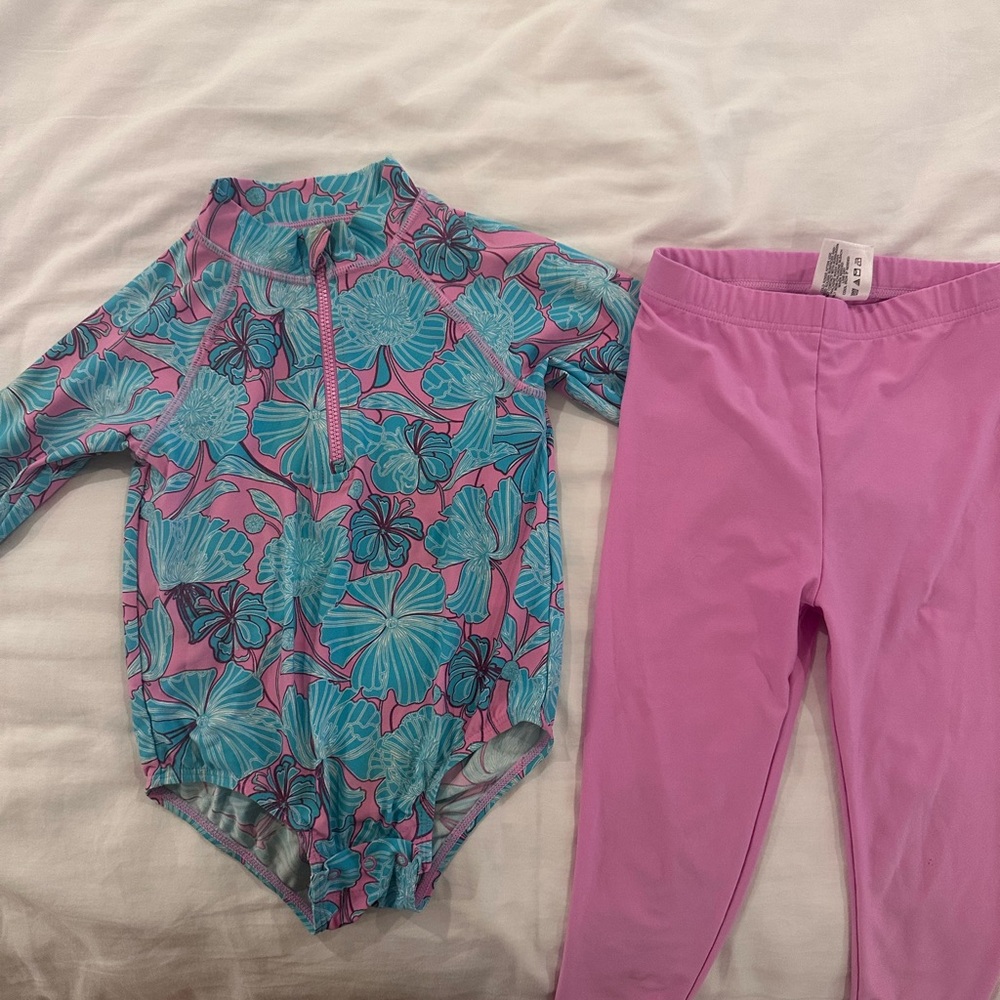 Coolibar Kids Toddler 3t swimsuit and swim leggings